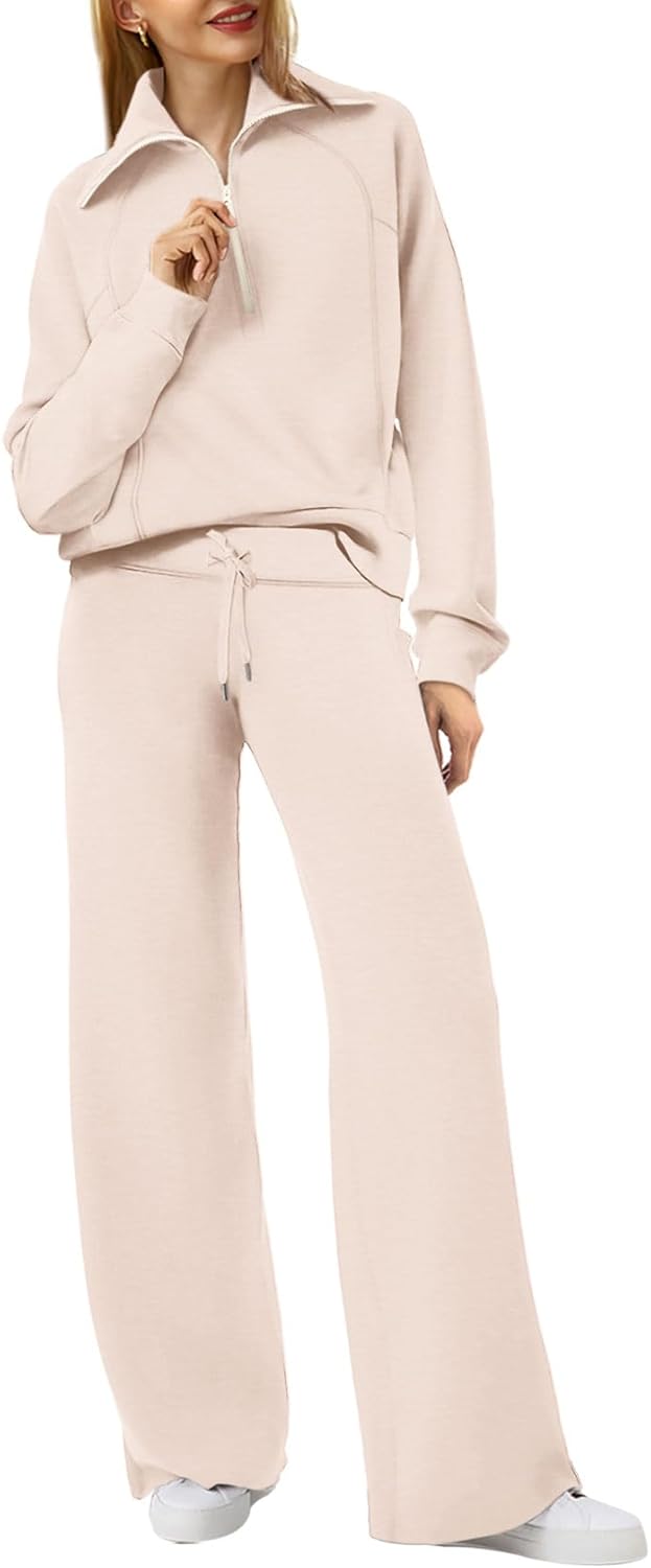 XIEERDUO Lounge Sets For Women - Cozy Half Zip Sweatshirt