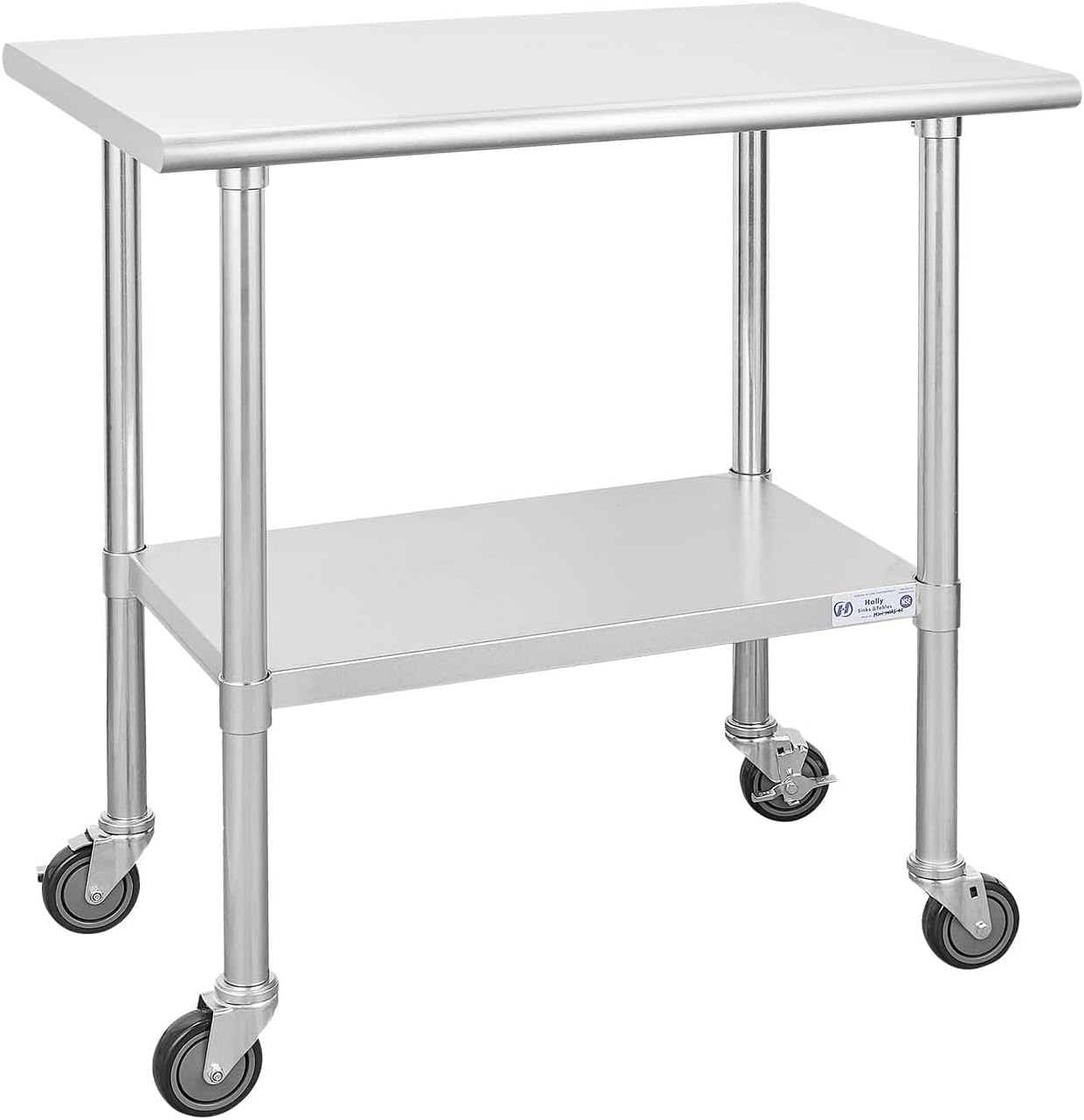 Hally Stainless Steel Table for Prep & Work with Caster Wheels