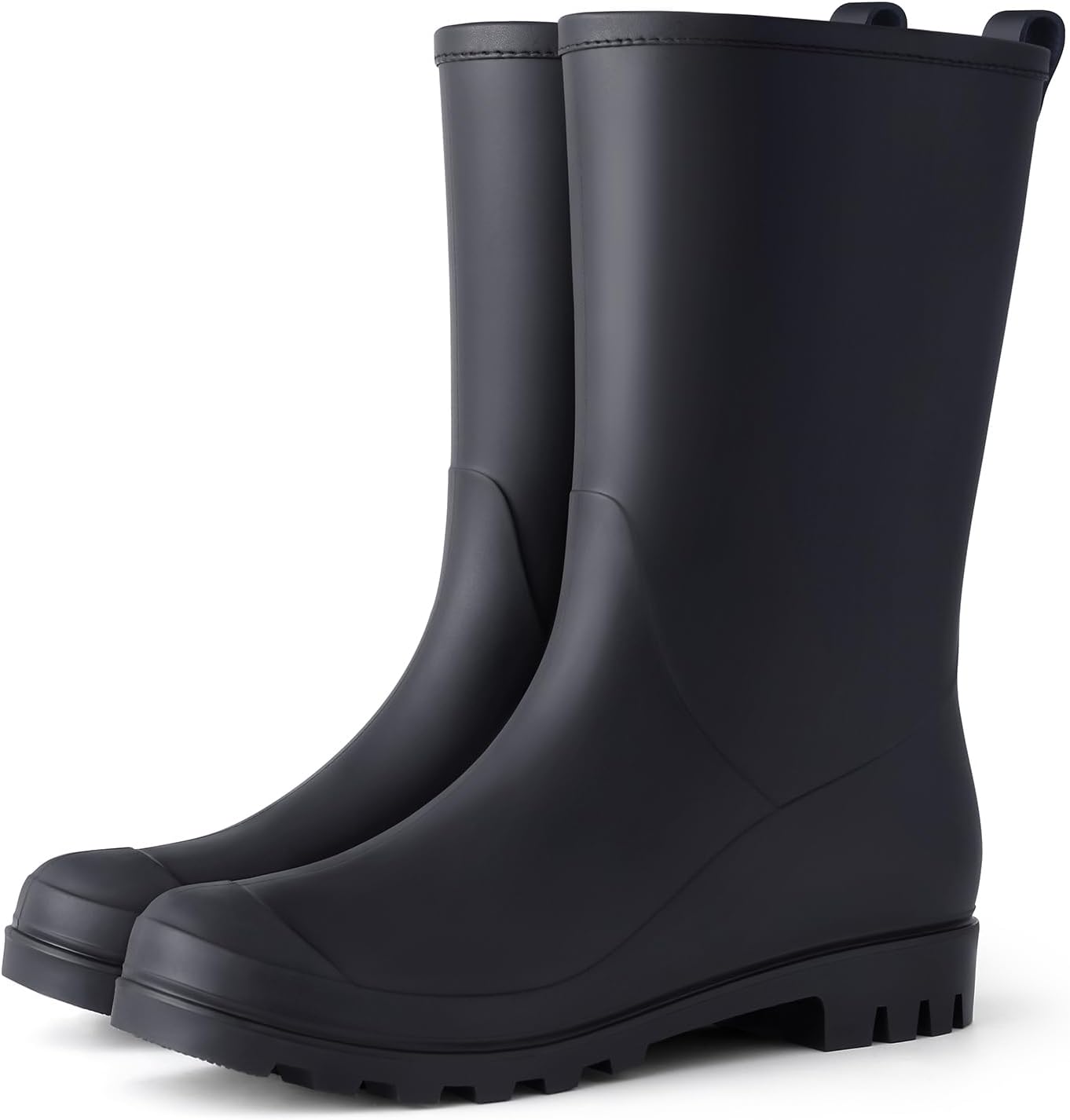 Waterproof Mid Calf Rain Boots for Women - Slip On Rubber Design