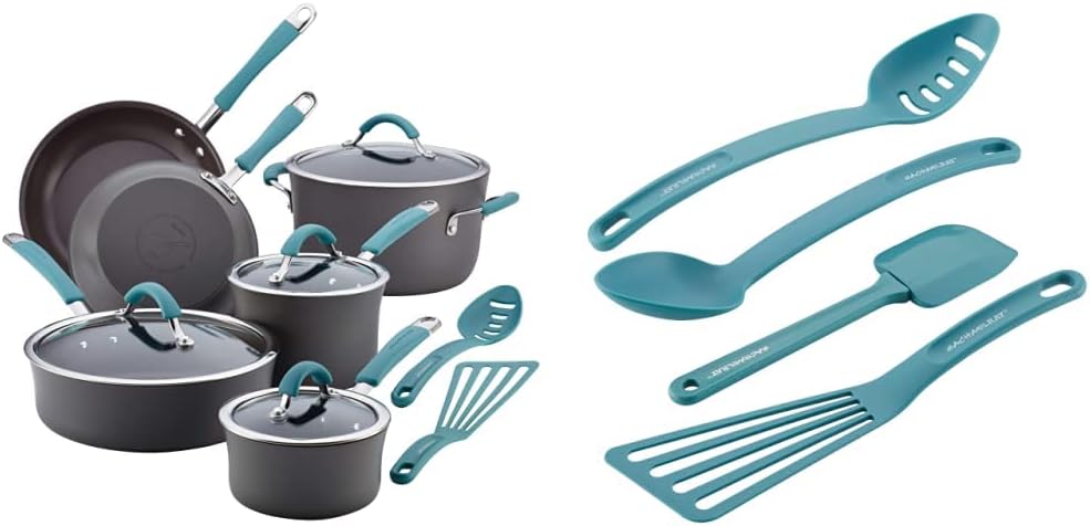 Rachael Ray Cucina Nonstick Cookware Set with Utensils, 12 Piece