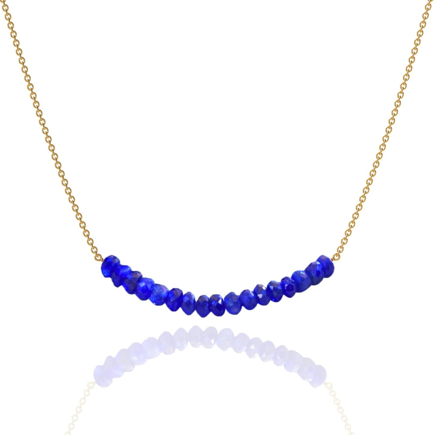 18K Gold Vermeil Beaded Natural Birthstone Bar Necklace