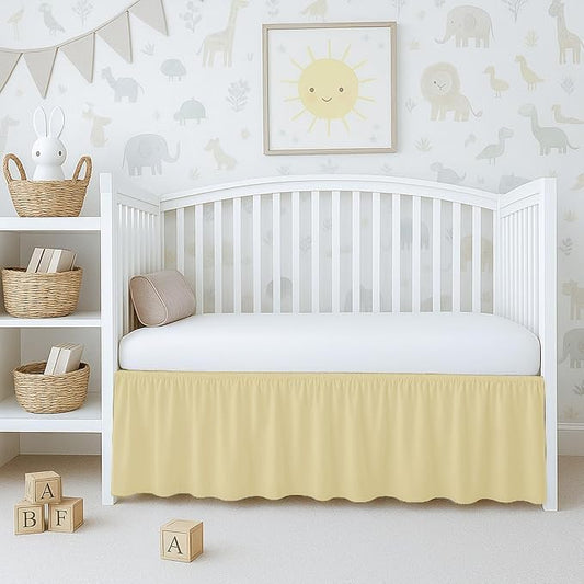 Dust Ruffle Crib Skirt in Ivory Solid - 100% Egyptian Cotton