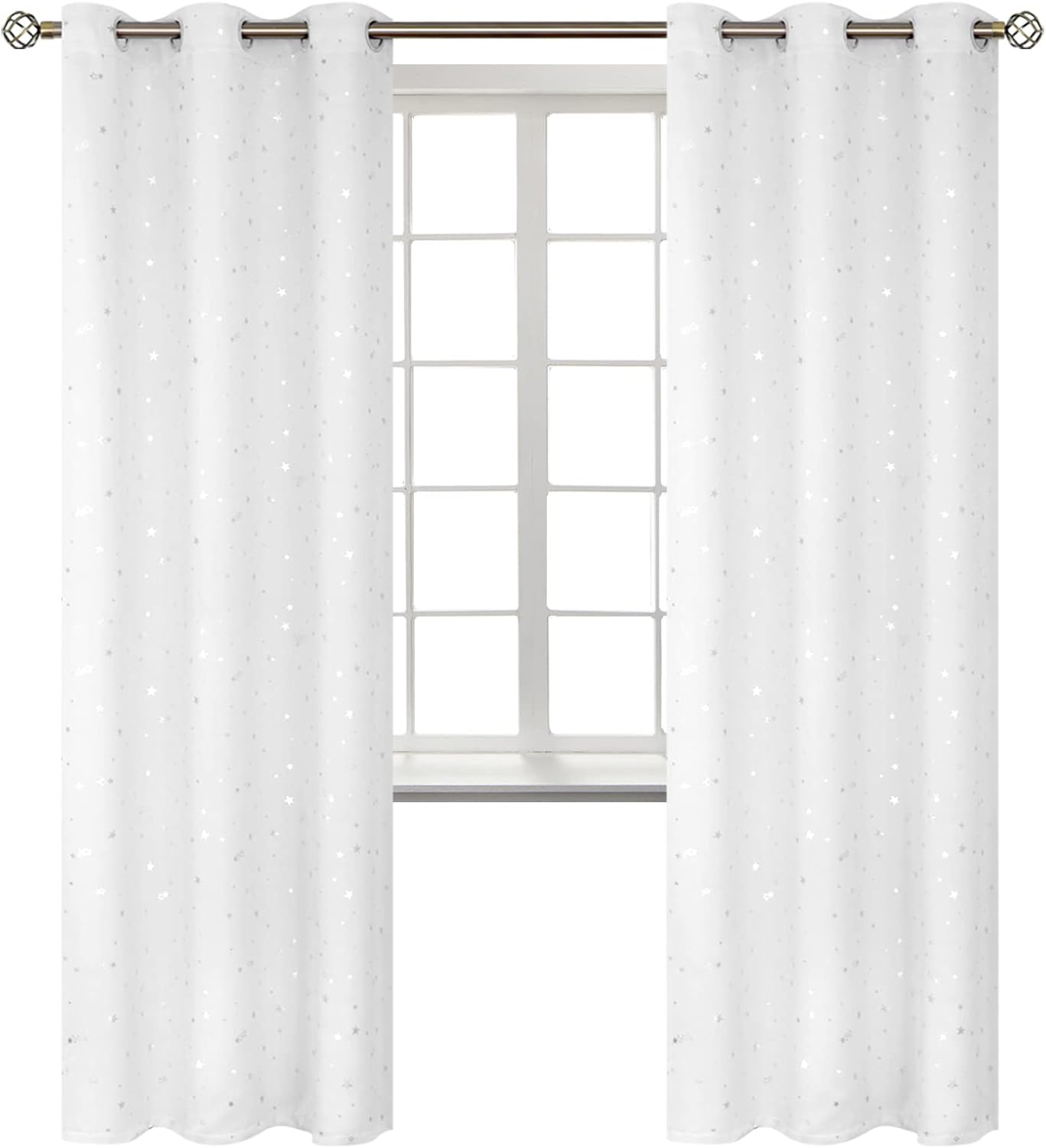 BGment Kids Blackout Curtains for Bedroom - Silver Star Print