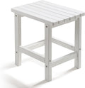 White Adirondack Square Side Table - Weather Resistant HDPE Patio