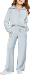 Girls 2 Piece Outfits Sweatsuit Half Zip Tracksuit Set - Cozy Layers