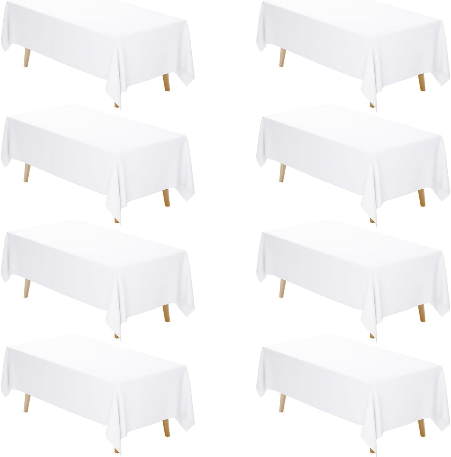 Fixwal 8 Pack White Tablecloths for Rectangle Tables, 60 x 102 in