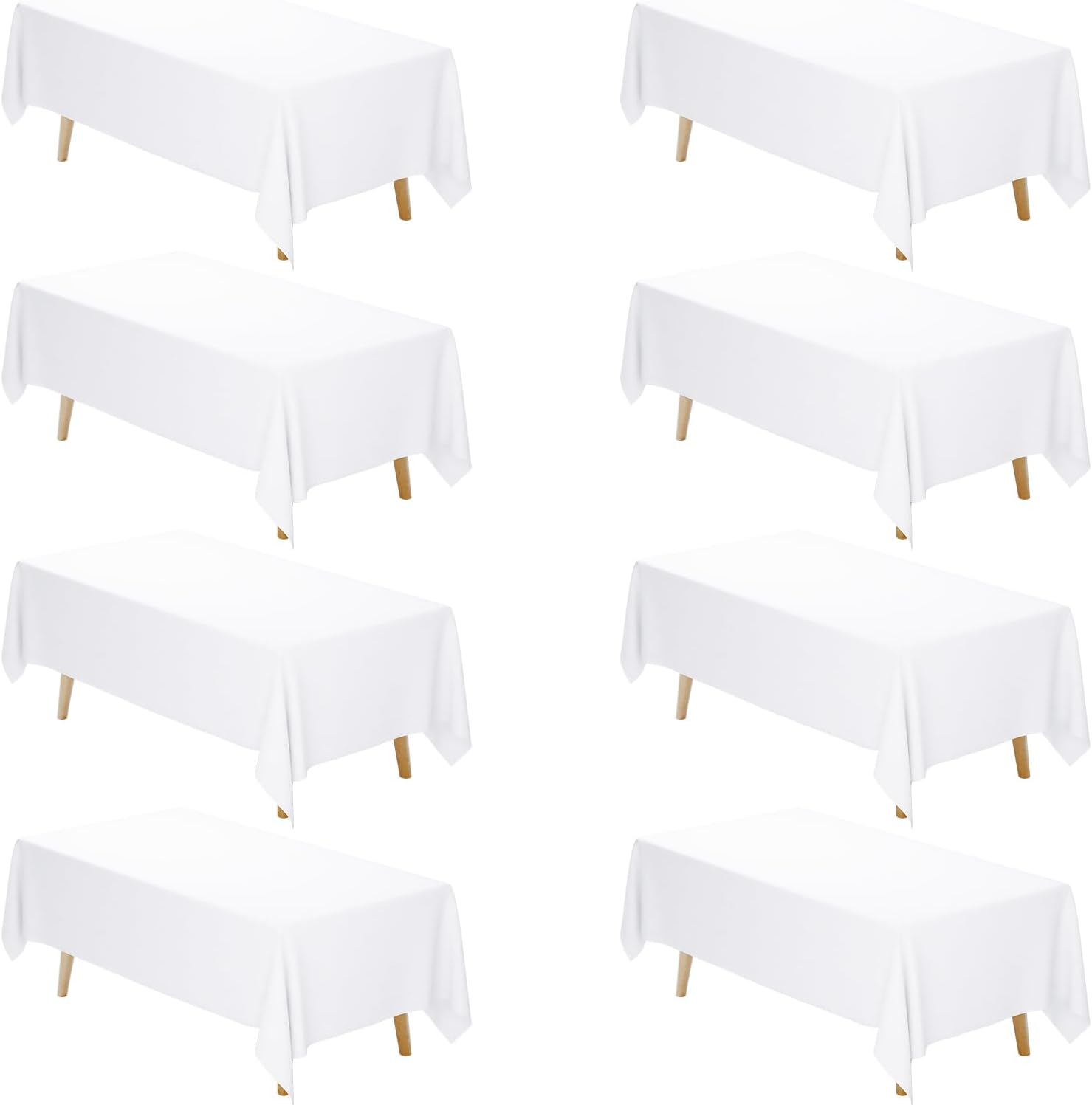 Fixwal 8 Pack White Tablecloths for Rectangle Tables, 60 x 102 in