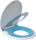 Round Toilet Seat with Built in Potty Training Seat - Dual-Use Blue