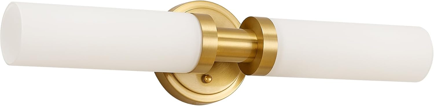 Gold Bathroom Light Fixtures with White Glass Shade for Modern Decor