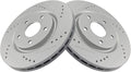TRQ Front Performance Drilled Slotted G-Coated Brake Rotor Pair