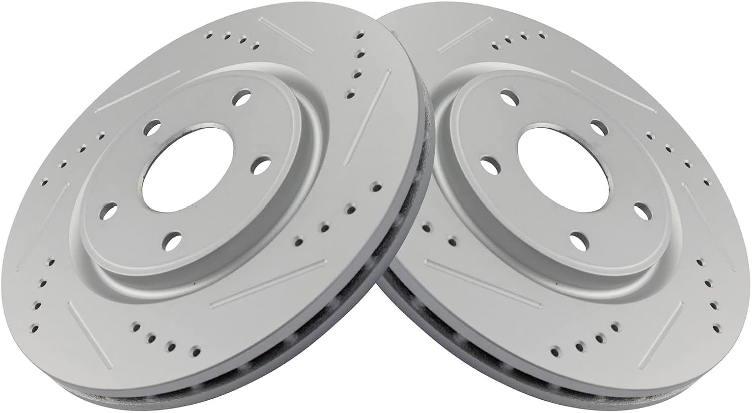 TRQ Front Performance Drilled Slotted G-Coated Brake Rotors Pair