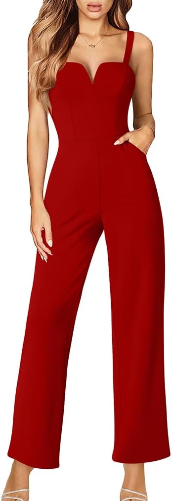 Stylish Women's Casual Tank Top Jumpsuit with Pockets
