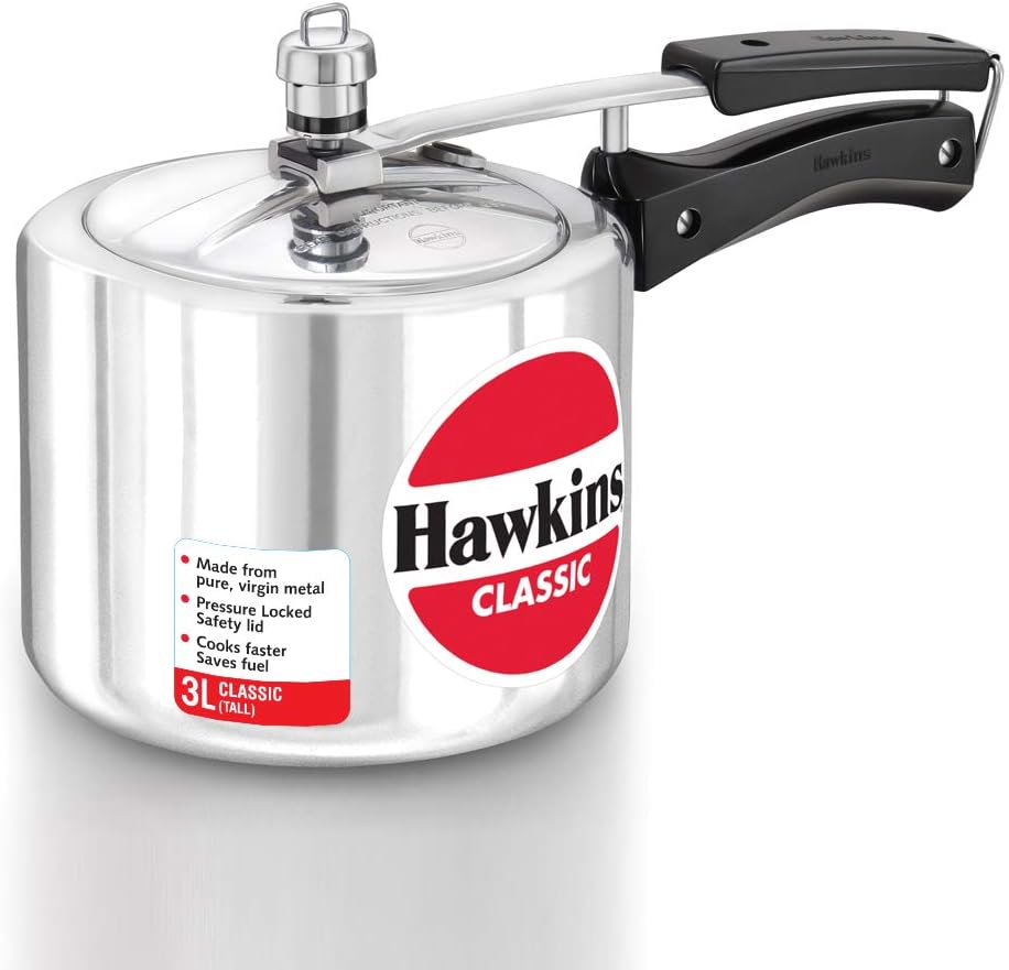 Hawkins Aluminium 3 Litre Classic Pressure Cooker for Fast Cooking