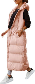 Shanfetl Women's Long Quilted Hooded Maxi Puffer Vest - Cozy Layering
