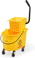 Commercial Mop Bucket with Wringer on Wheels - Heavy Duty 35 Quart