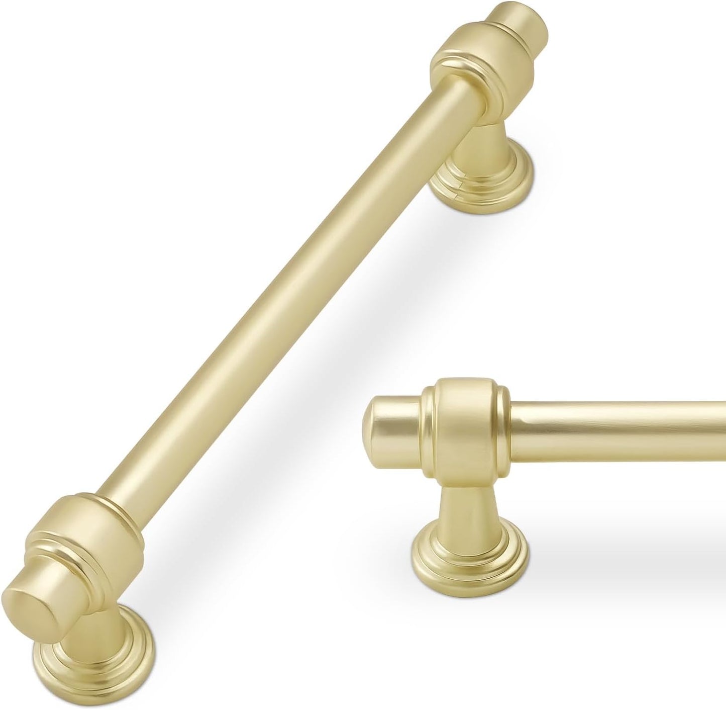10 Pack 5in Brushed Brass Kitchen Cabinet Handles for Modern Homes