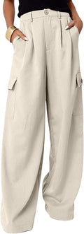 High Waisted Wide Leg Cargo Pants for Women - Versatile Work