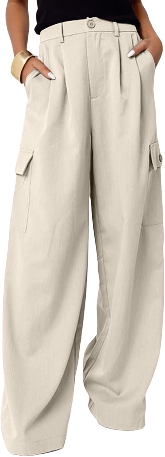 Dokotoo Womens High Waisted Wide Leg Cargo Pants for Style