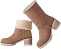 VIMISAOI Winter Boots for Women - Warm Slip On Mid Chunky Heel 2