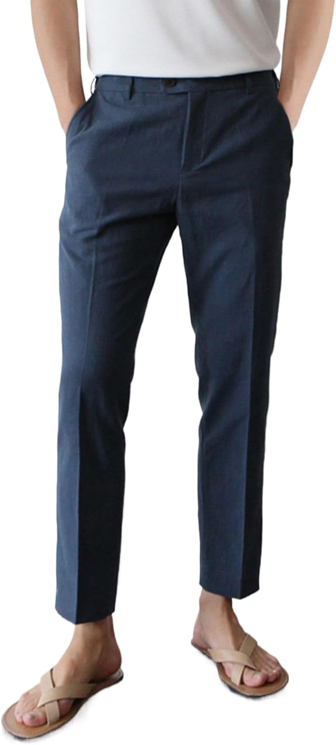 GINGTTO Linen Pants for Men - Slim Fit Lightweight Summer Style