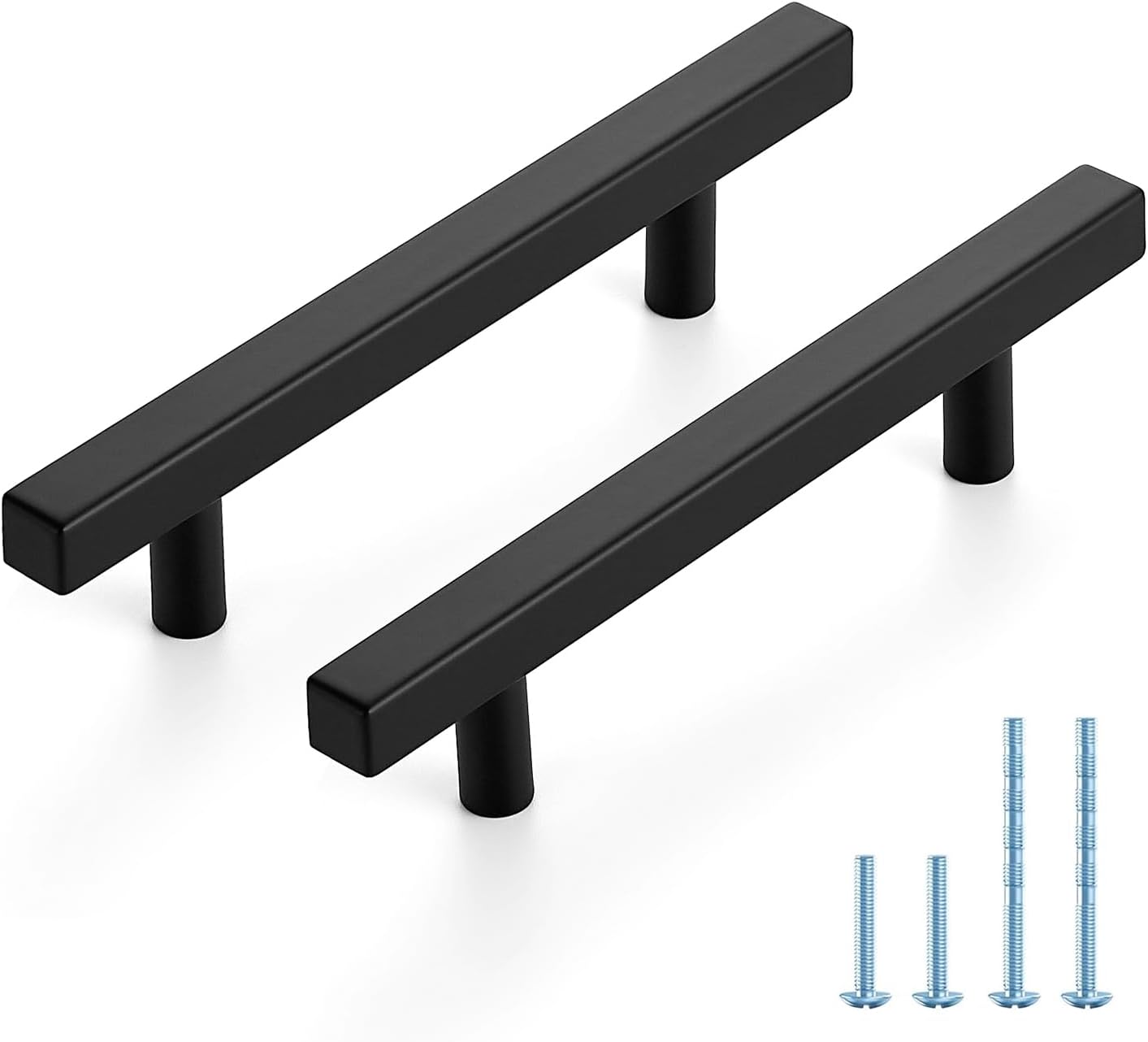 Matte Black Square Cabinet Handles for Kitchen and Drawers