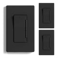 Digital Slide Dimmer Light Switch 3-Pack - Smooth Fade, Matte Black