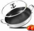 Large Hybrid Nonstick Deep Frying Pan for Healthy Cooking