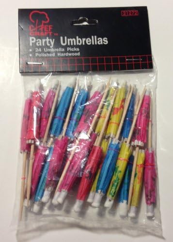 24 Chef Craft Wood Party Umbrella Stirrers