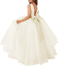 Flower Girls Satin Tulle Princess Pageant Dress - Elegant Champagne on
