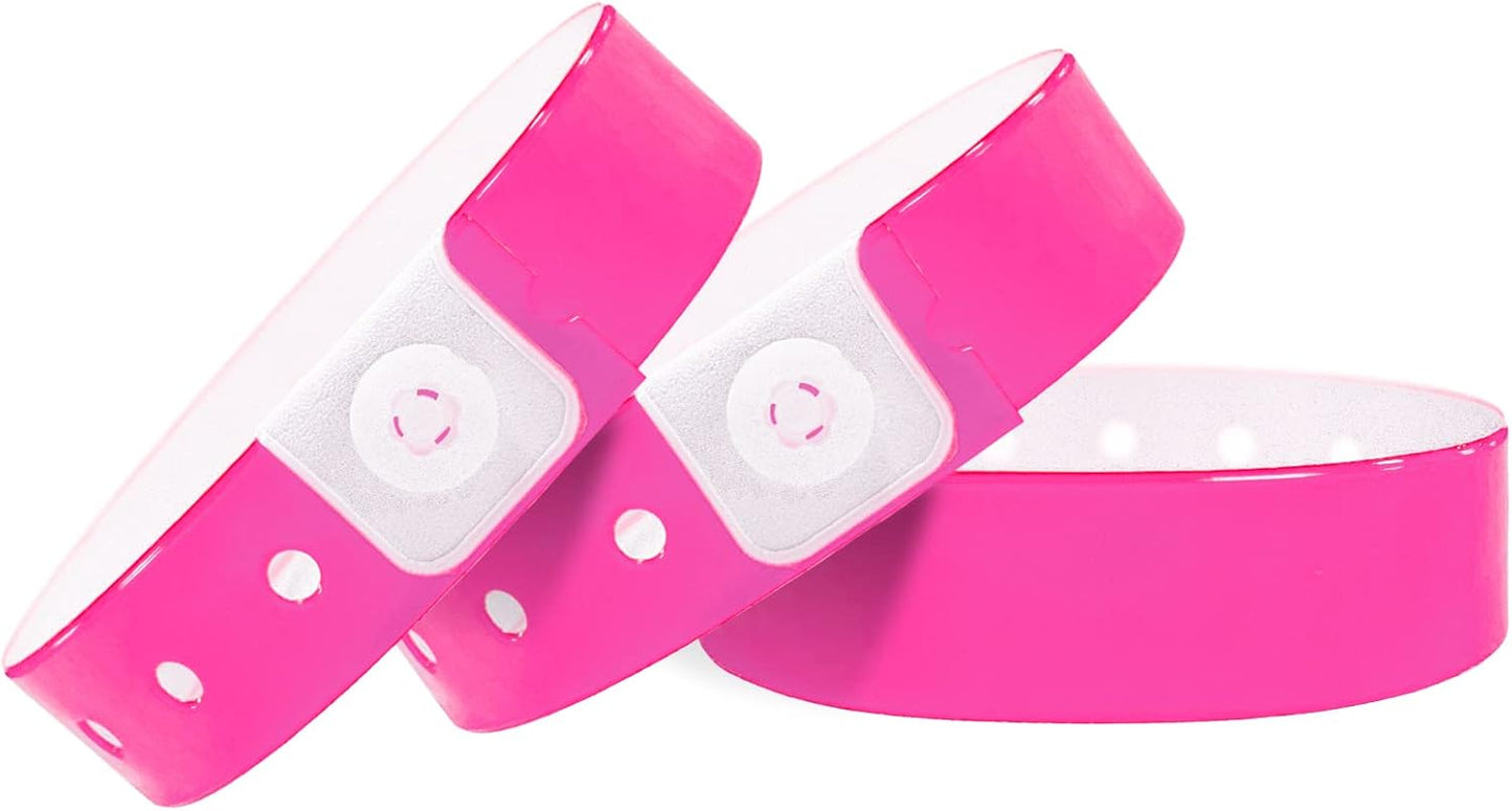 Pink Plastic Wristbands for Events - 500 Pack Waterproof Security