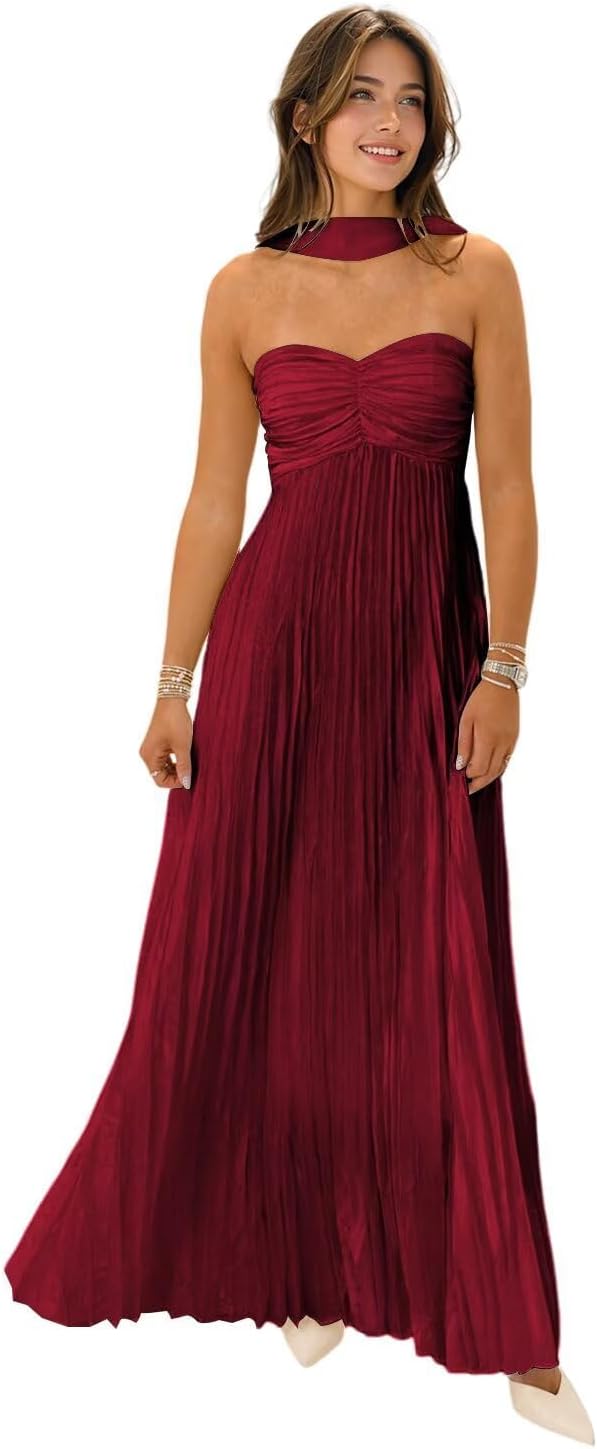 Strapless Bridesmaid Dresses for Women with Scarf 2025 Style