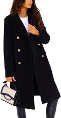 Women's Winter Lapel Double Breasted Long Wool Pea Coat - Classic Work