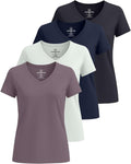 Women's Classic-Fit Cotton V-Neck T-Shirt 4 Pack - Plus Sizes