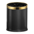 10L Black and Gold Open Top Trash Can - Stylish Metal Waste Bin