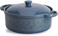 Lace Emboss Casserole Dish with Lid, 2 Quart Oven-to-Table Ceramic