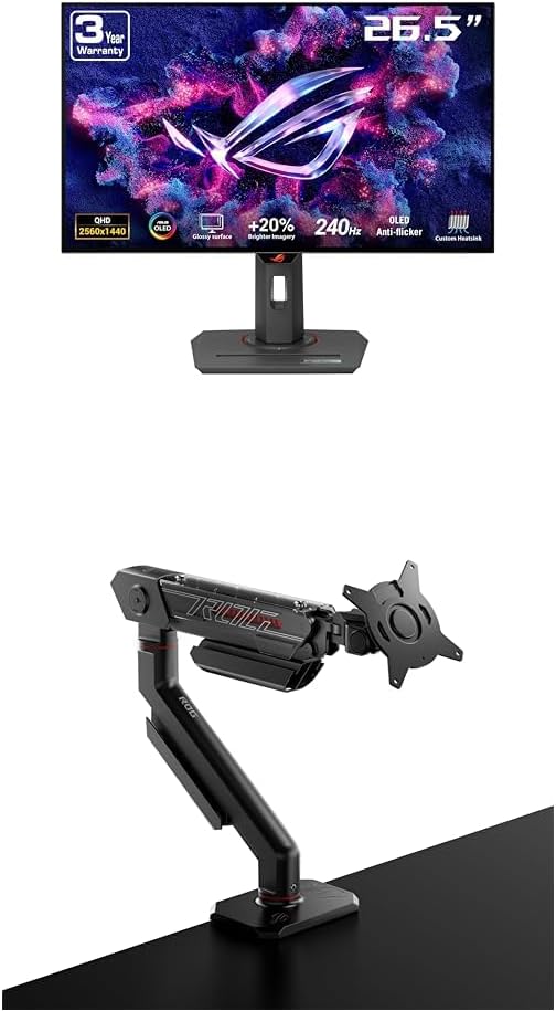 ASUS ROG Strix 27 1440P OLED Gaming Monitor with Ergo Arm