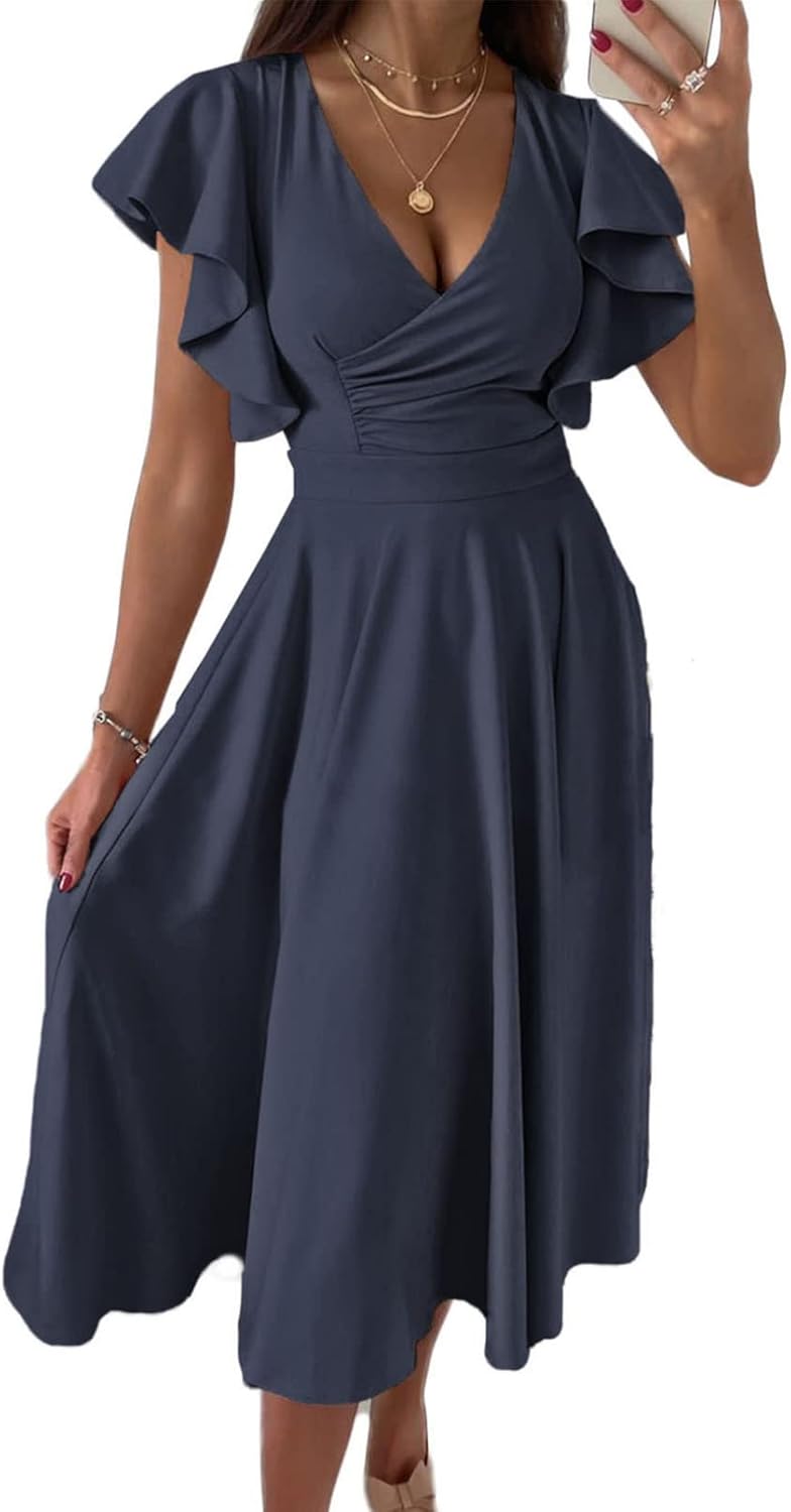Dokotoo Women's V Neck Elegant Party Dress for Special Occasions
