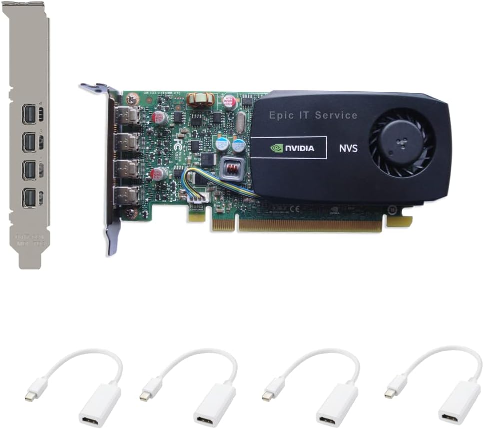 Quadro NVS 510 Graphics Card with Mini Displayports and Adapters