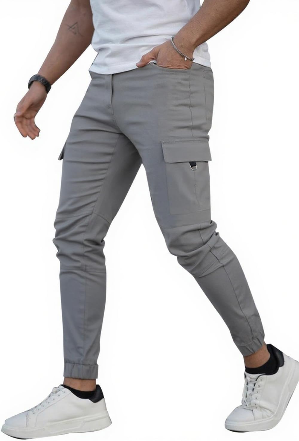 GINGTTO Mens Cargo Jogger Pants with Zipper Pockets for Comfort