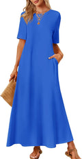 Women's Summer Maxi Dress Casual Short Sleeve Beach Vacation - Breezy