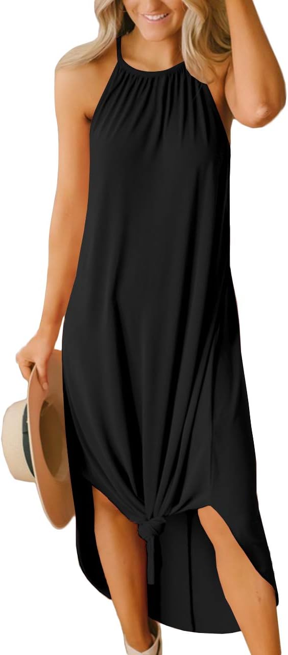 Summer Casual Halter Maxi Dress for Beach and Resort Wear