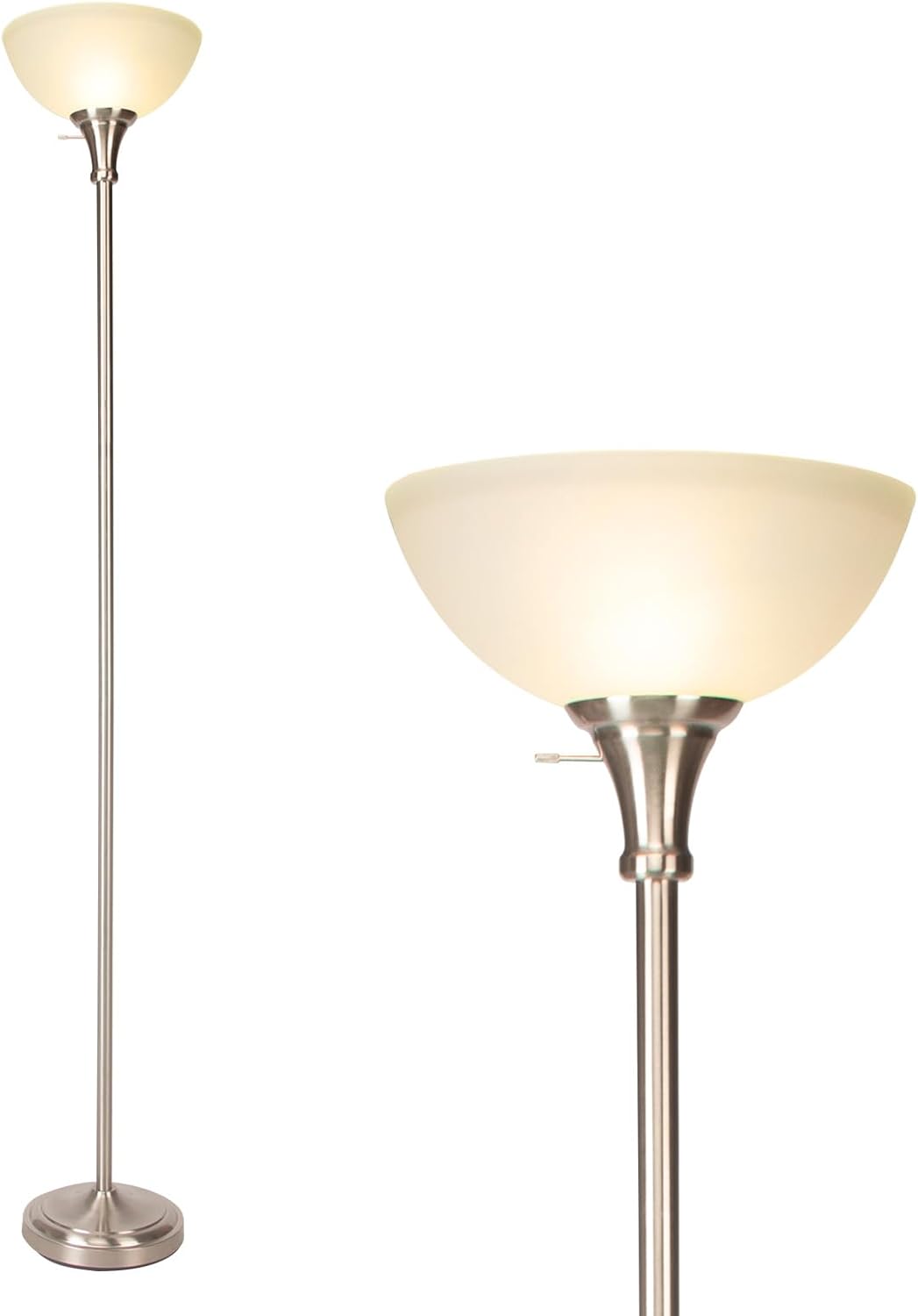 Modern Floor Lamp with Frosted White Glass Shade for Decor