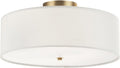 GLOBE 2-Light Flush Mount Ceiling Light - Matte Brass, White Linen