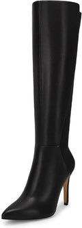 Rilista Womens Knee High Boots Sexy Pointed Toe Stiletto Heel Boot