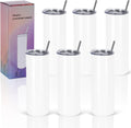 20 Oz Straight Skinny Tumblers 6 Pack - Slim Insulated Cups