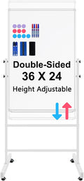White Board Dry Erase Board with Stand 36 in x 24 in - Mobile