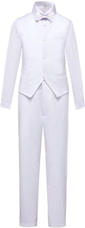 Boys Suit Set Toddler White Formal Dress Shirt Vest Pants - Slim Fit