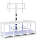 Lazyvan White TV Stand - Power Outlets, LED Light, 32-70 TV Mount