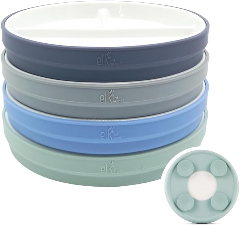 Elk and Friends Kids 7.8 Porcelain Divided Plates for Toddlers