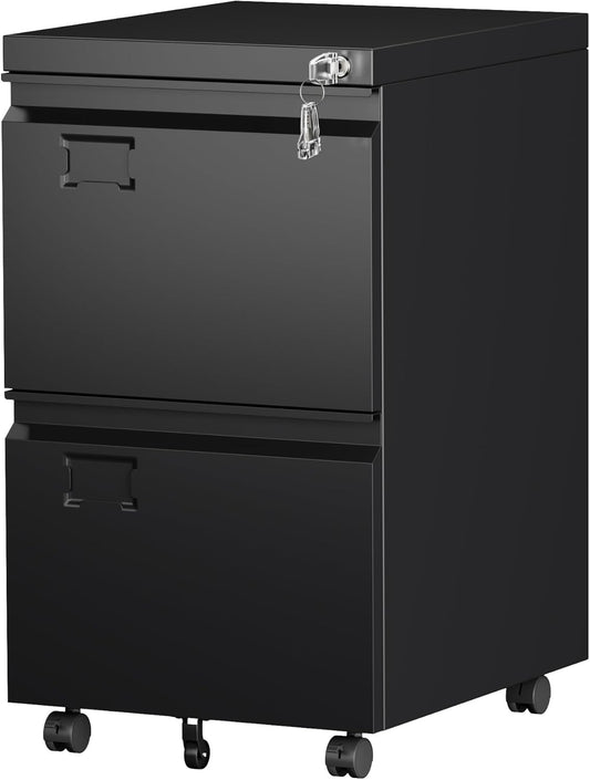 SUXXAN 2 Drawer File Cabinet with Wheels for Home Office